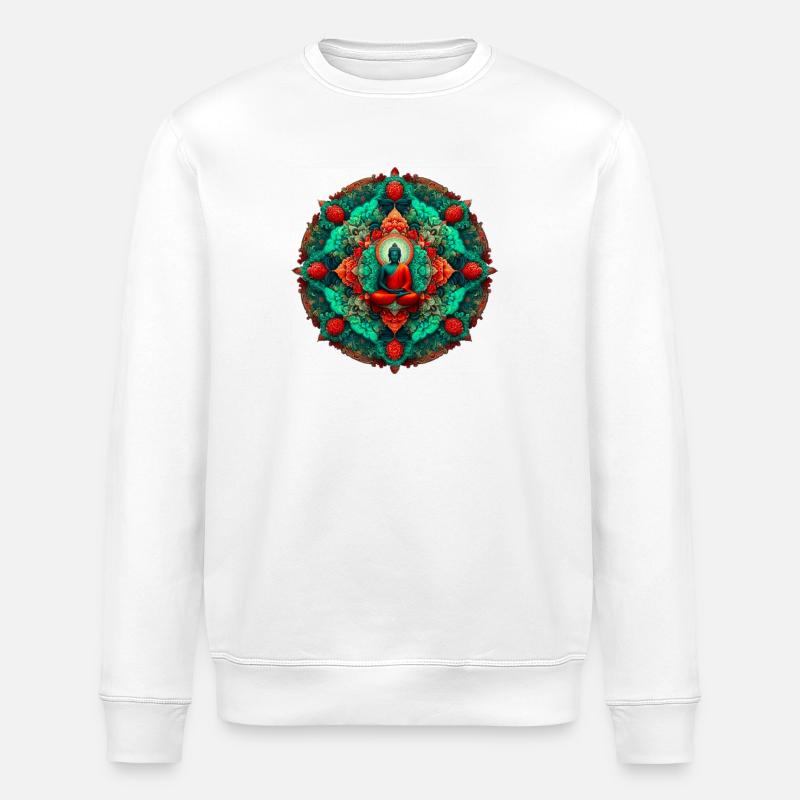 Bouddha Mandala sarcelle - Sweat bio ROLLER Stanley/Stella Unisexe - blanc