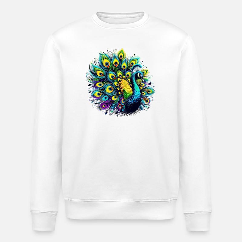 Peacock - Stanley/Stella ROLLER Unisex Organic Sweatshirt - white