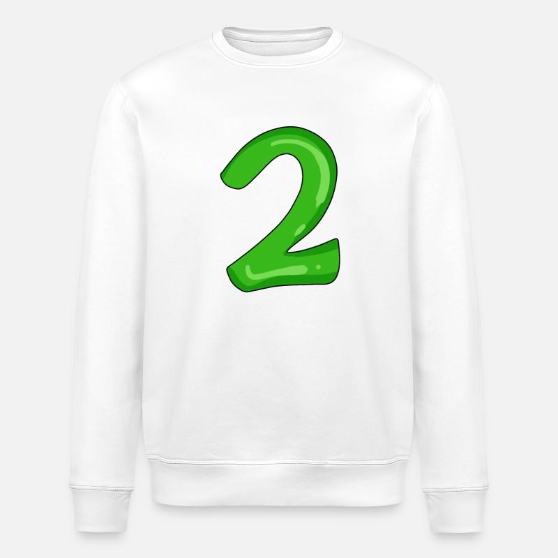 Two - 2 - Number Number - Stanley/Stella ROLLER Unisex Organic Sweatshirt - white