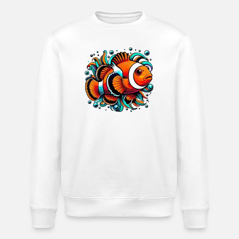 Poisson-clown - Sweat bio ROLLER Stanley/Stella Unisexe - blanc