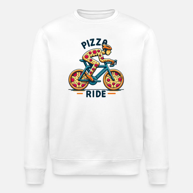 Pizza Lover Bicycle Design - Stanley/Stella ROLLER Unisex Organic Sweatshirt - white