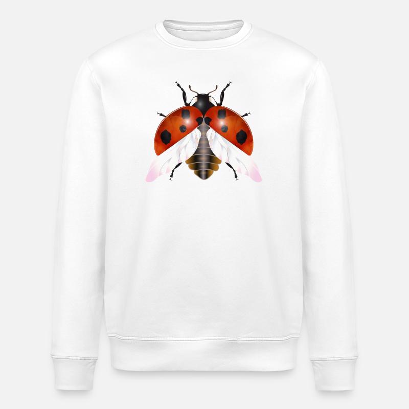 Enchanting Flying Ladybug with Wings - Stanley/Stella ROLLER Unisex Organic Sweatshirt - white