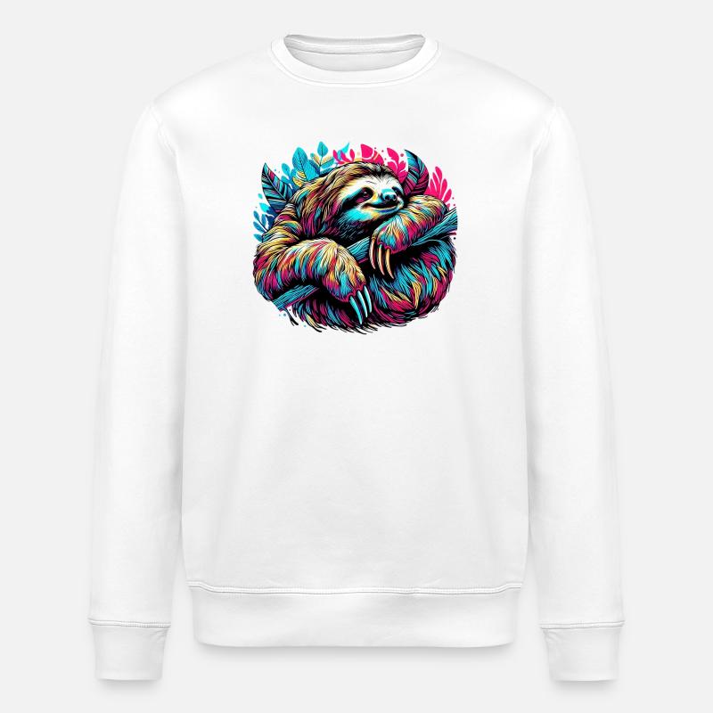 Sloth - Stanley/Stella ROLLER Unisex Organic Sweatshirt - white