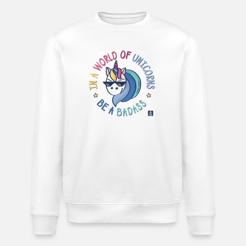 Licorne badass - Sweat bio ROLLER Stanley/Stella Unisexe - blanc