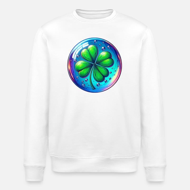 Four-leaf clover - Stanley/Stella ROLLER Unisex Organic Sweatshirt - white