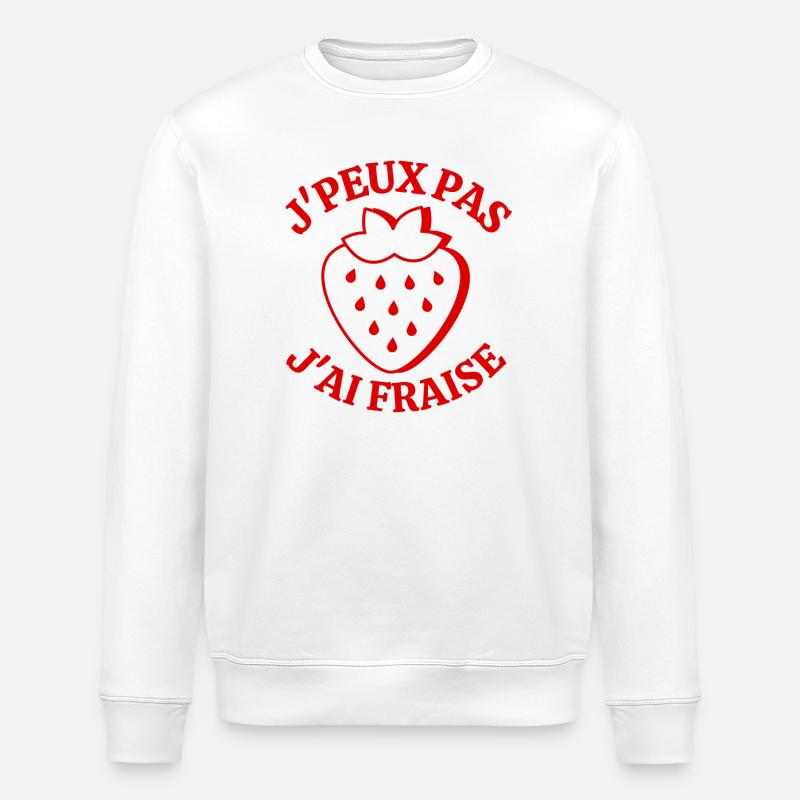 strawberry, I like strawberries, red fruit - Stanley/Stella ROLLER Unisex Organic Sweatshirt - white