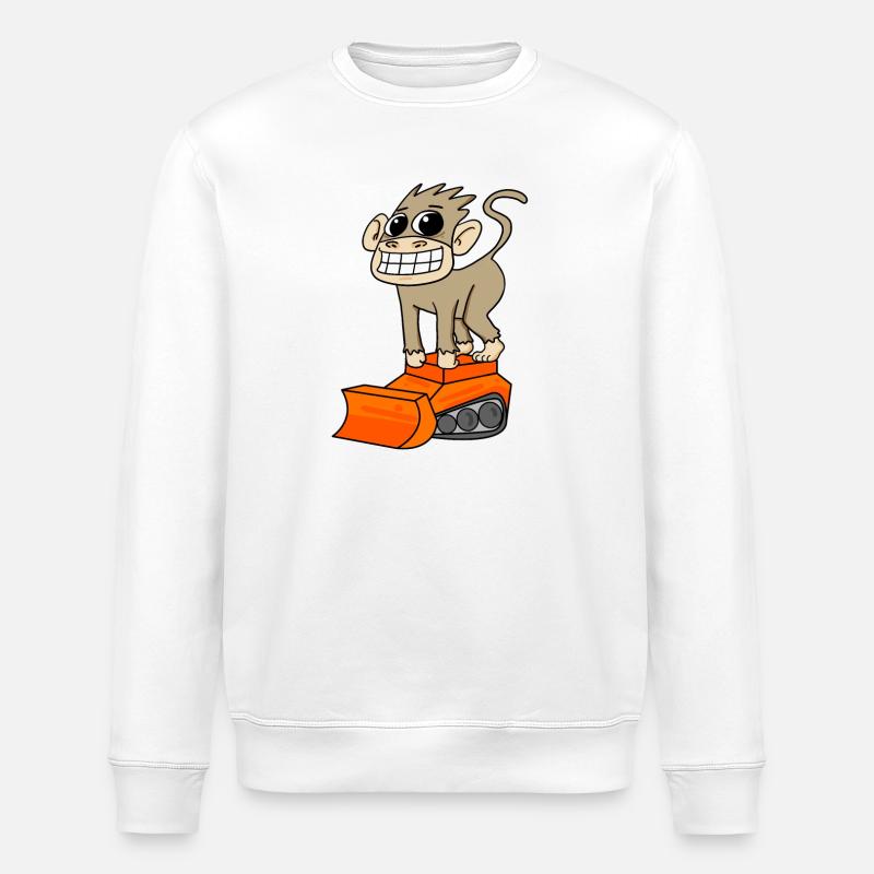 Affe Bagger Baggerfahrer Motiv - Stanley/Stella Unisex Bio-Sweatshirt ROLLER - Weiß