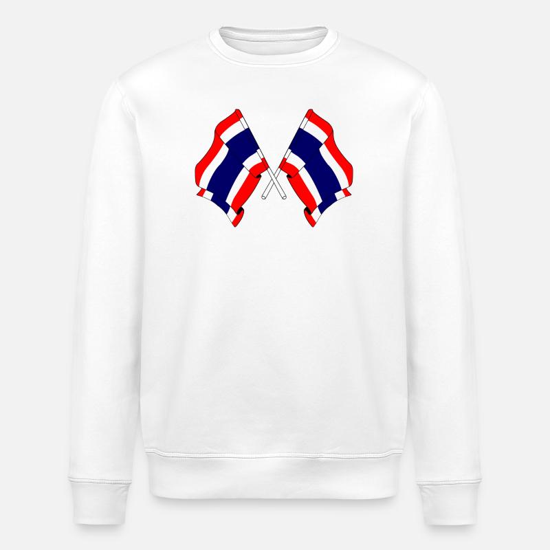 Two flags crossed from Thailand - Stanley/Stella ROLLER Unisex Organic Sweatshirt - white