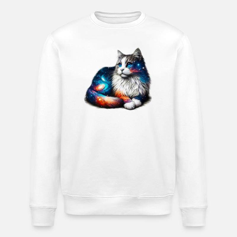 Katze - Stanley/Stella Unisex Bio-Sweatshirt ROLLER - Weiß