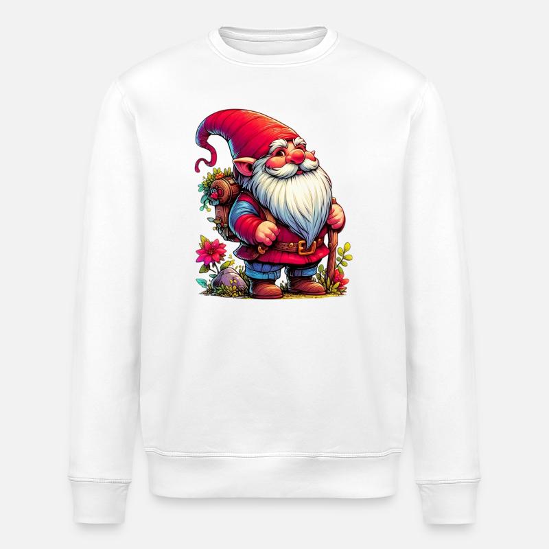 Gnome Goblin Elf - Stanley/Stella ROLLER Unisex Organic Sweatshirt - white