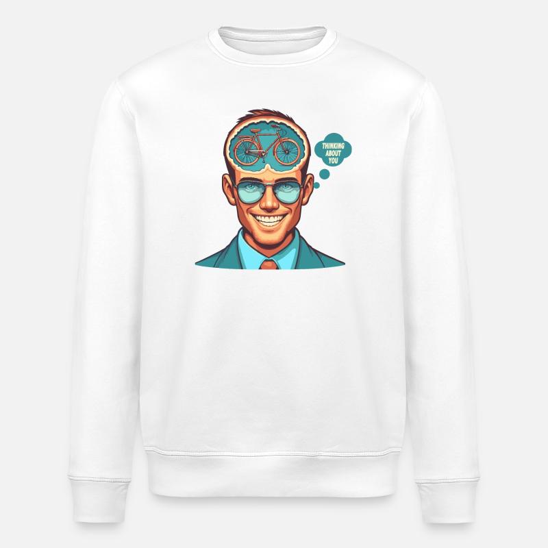 Mindful Bicycle Thinker Illustration - Stanley/Stella ROLLER Unisex Organic Sweatshirt - white