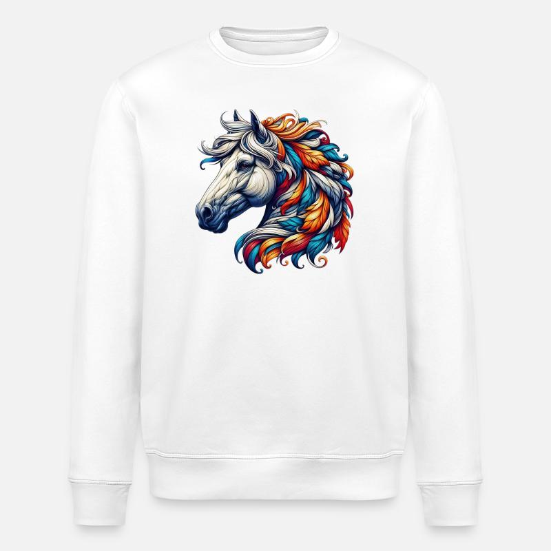 Horse - Stanley/Stella ROLLER Unisex Organic Sweatshirt - white