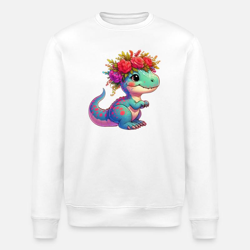 Dinosaur - Stanley/Stella ROLLER Unisex Organic Sweatshirt - white