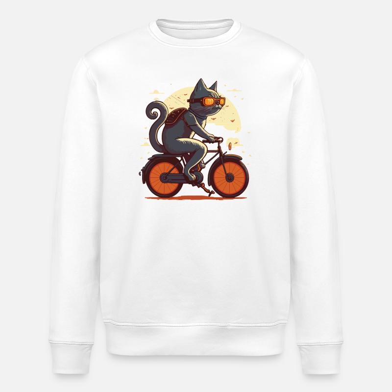 Chat sur un vélo - Sweat bio ROLLER Stanley/Stella Unisexe - blanc