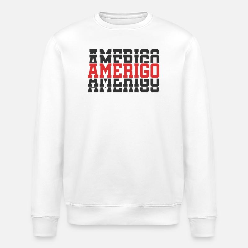 Amerigo T-Shirt Geschenkidee gestapelter Text - Stanley/Stella Unisex Bio-Sweatshirt ROLLER - Weiß