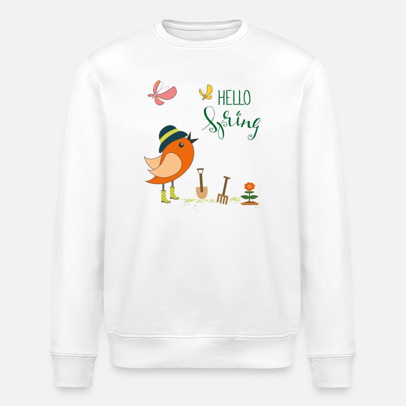 Hello Spring Garden - Stanley/Stella ROLLER Unisex Organic Sweatshirt - white