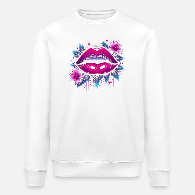 Lippen und Blüten - Stanley/Stella Unisex Bio-Sweatshirt ROLLER - Weiß