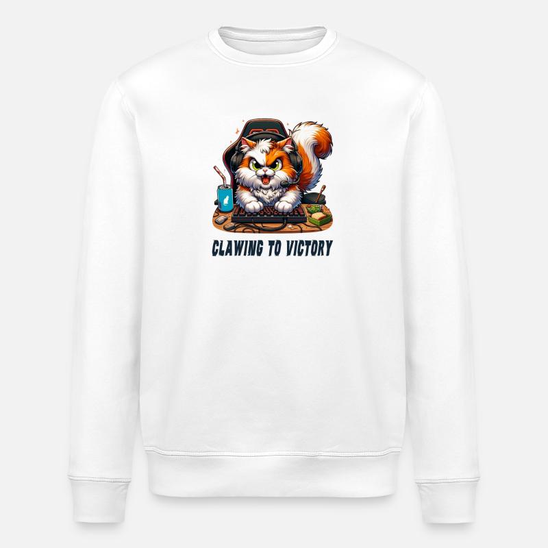 Design de jeu pour chats - Sweat bio ROLLER Stanley/Stella Unisexe - blanc