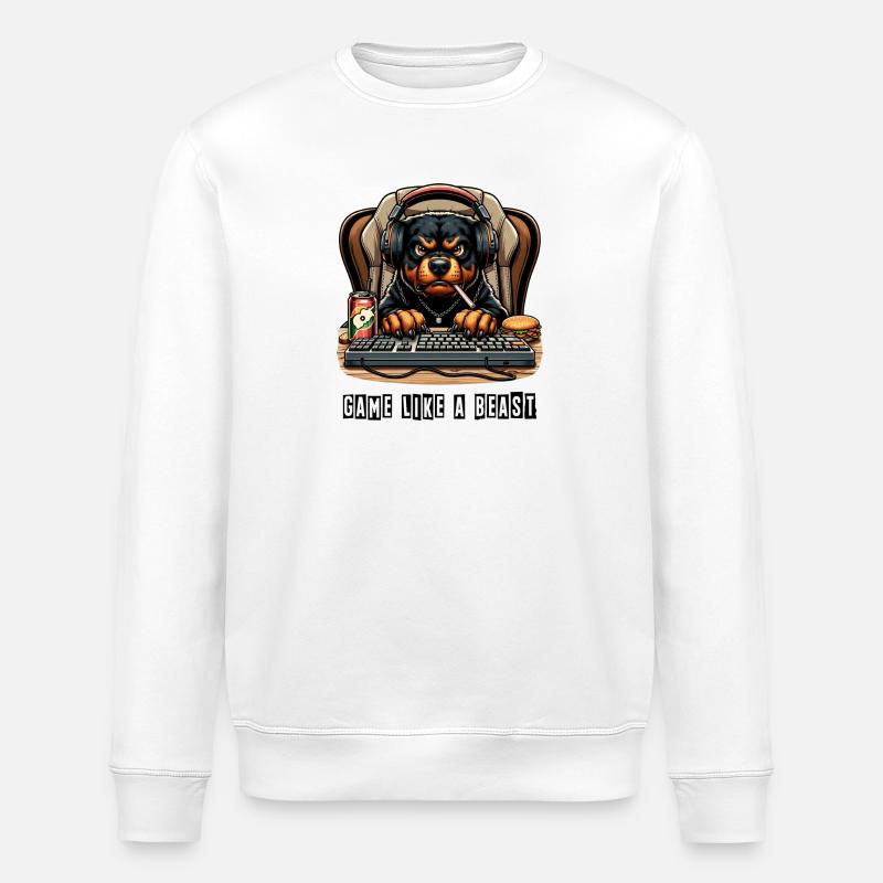 Design de jeu Rottweiler - Sweat bio ROLLER Stanley/Stella Unisexe - blanc