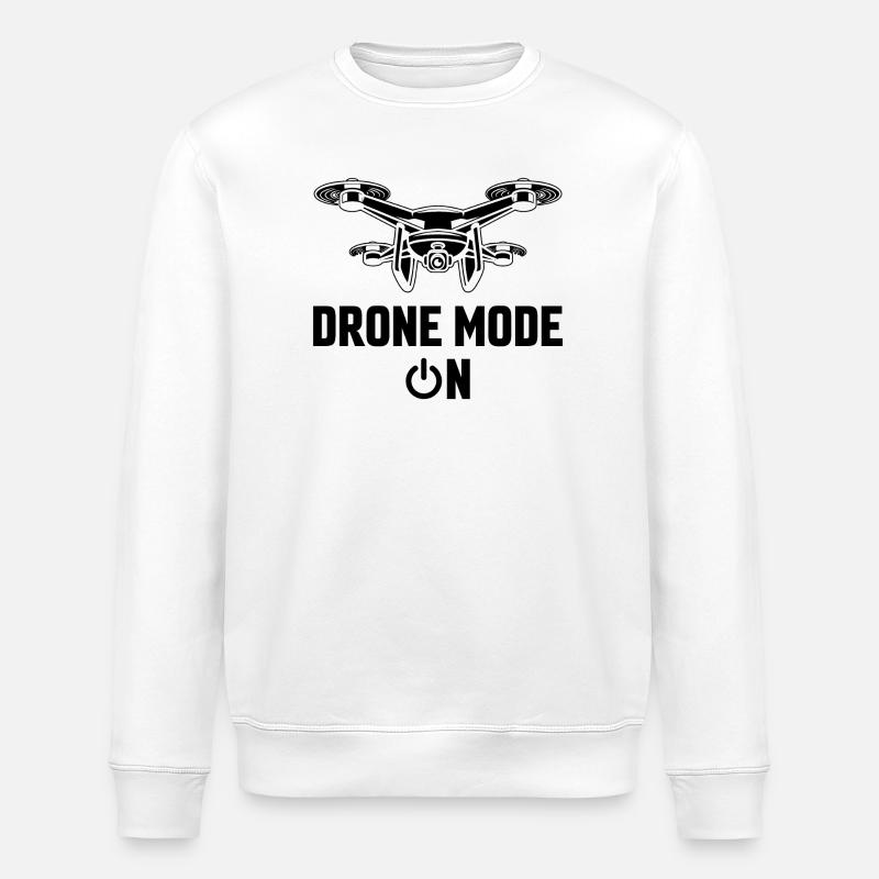 Drone Mode On - Stanley/Stella ROLLER Unisex Organic Sweatshirt - white