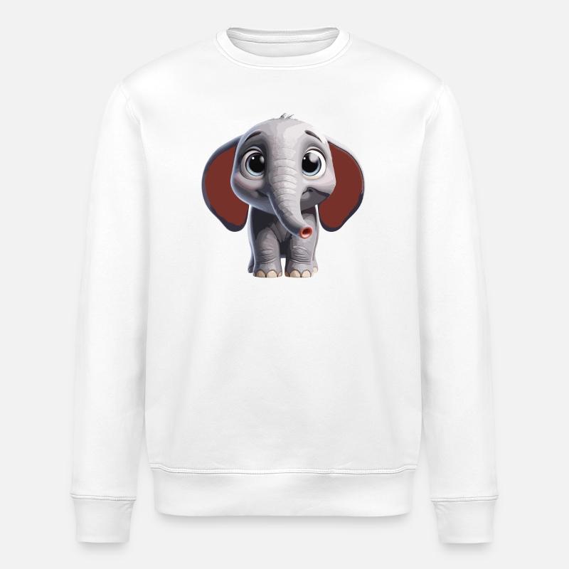 Cute Elephant Art Design - Stanley/Stella ROLLER Unisex Organic Sweatshirt - white