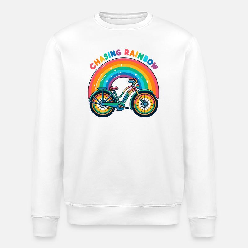 Conception de vélo Chasing Rainbow - Sweat bio ROLLER Stanley/Stella Unisexe - blanc