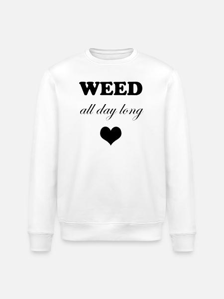 Weed All Day Long Heart - Stanley/Stella ROLLER Unisex Organic Sweatshirt - white