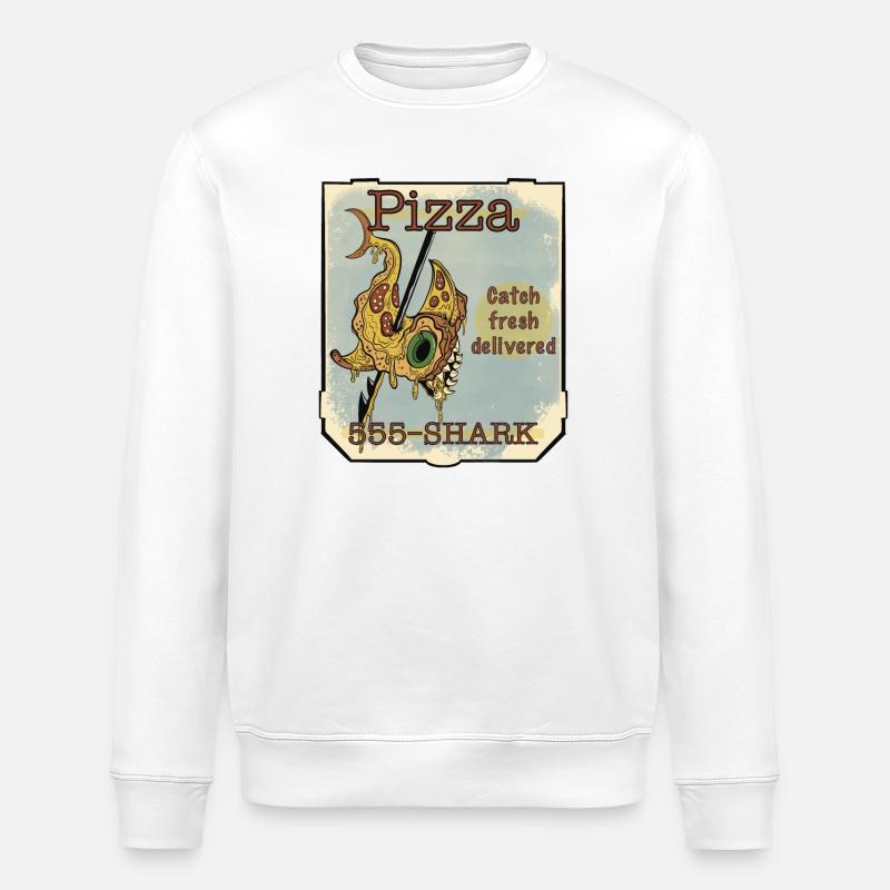 Pizza Shark - Stanley/Stella ROLLER Unisex Organic Sweatshirt - white