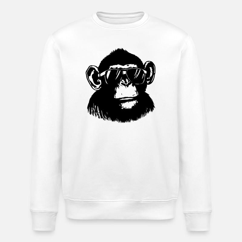 Cool Monkey - Stanley/Stella ROLLER Unisex Organic Sweatshirt - white