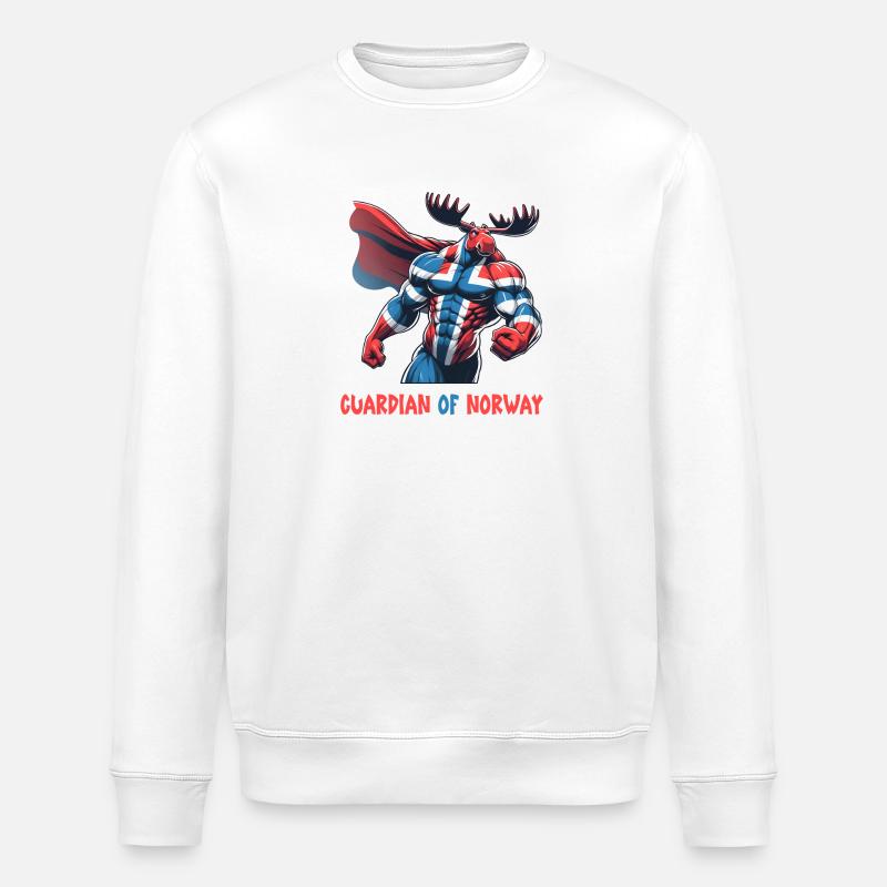 Wächter von Norwegen Elch - Stanley/Stella Unisex Bio-Sweatshirt ROLLER - Weiß