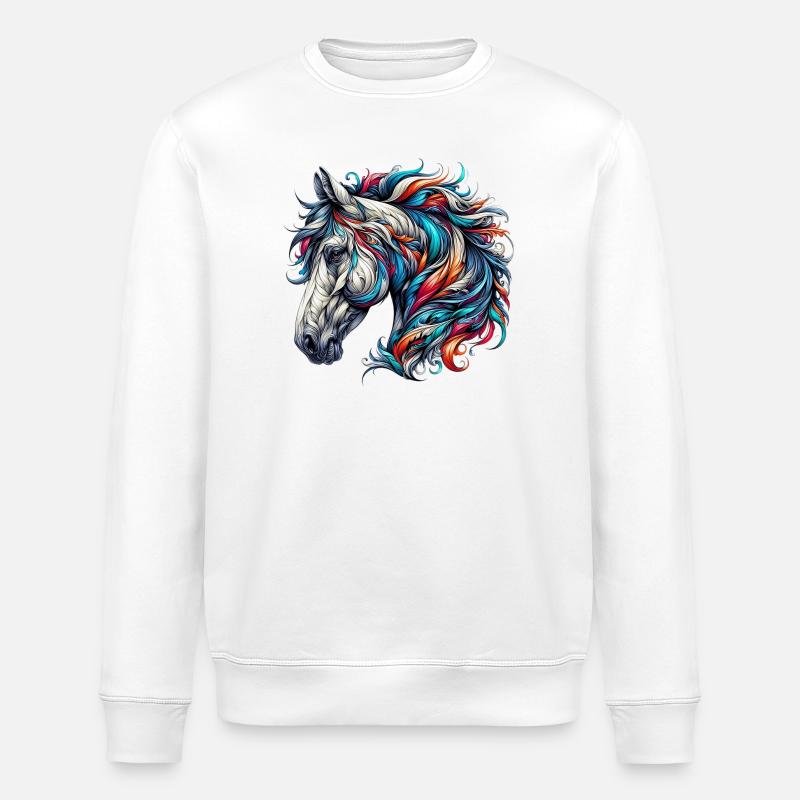 Pferd - Stanley/Stella Unisex Bio-Sweatshirt ROLLER - Weiß