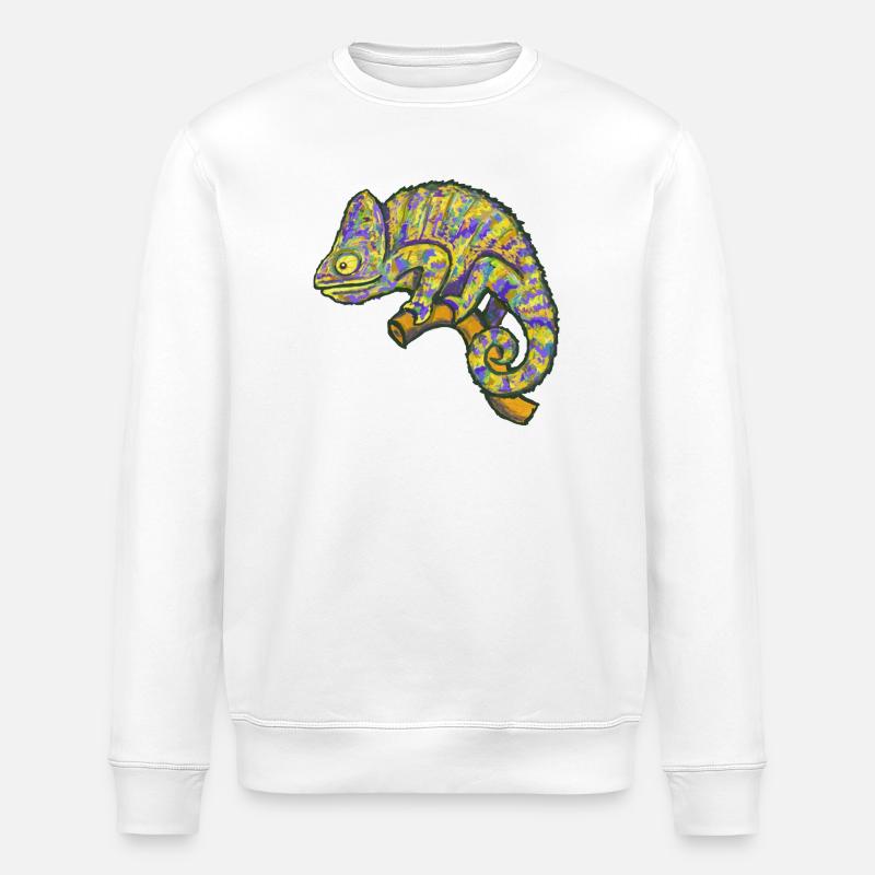 Chamaeleon Exotisch Tier Lustig - Stanley/Stella Unisex Bio-Sweatshirt ROLLER - Weiß