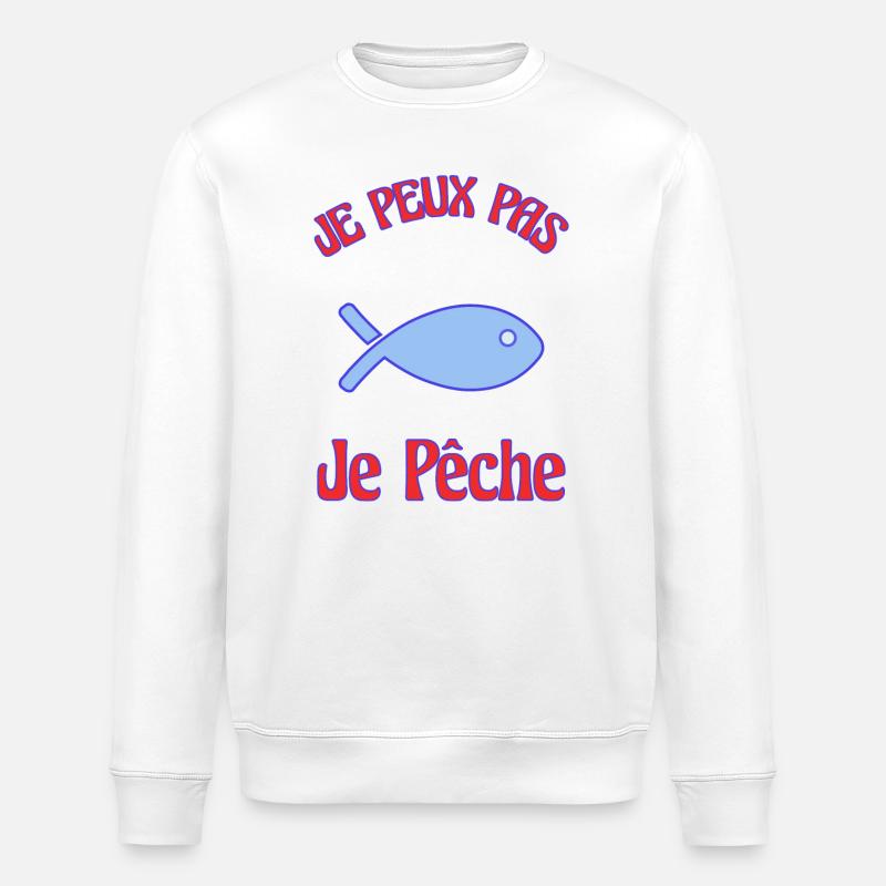 JE PEUX PAS. PÊCHE - Sweat bio ROLLER Stanley/Stella Unisexe - blanc