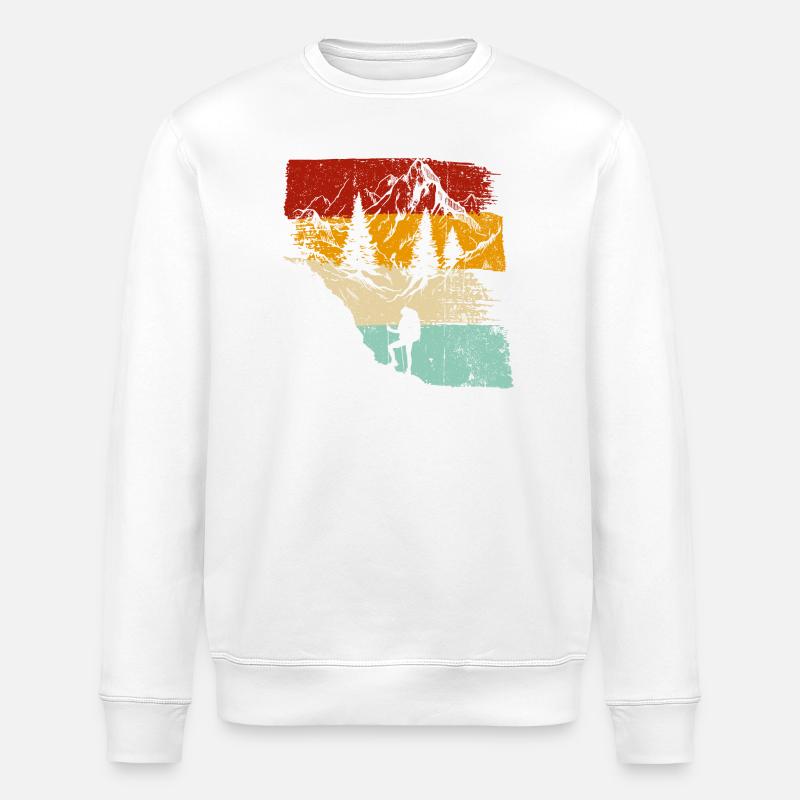 Sonnenuntergang Wald Trek Retro - Stanley/Stella Unisex Bio-Sweatshirt ROLLER - Weiß