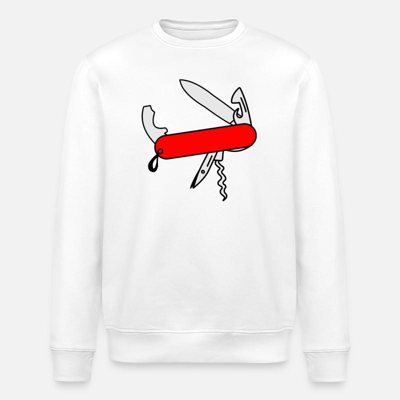 Rotes Überlebensmesser - Stanley/Stella Unisex Bio-Sweatshirt ROLLER - Weiß