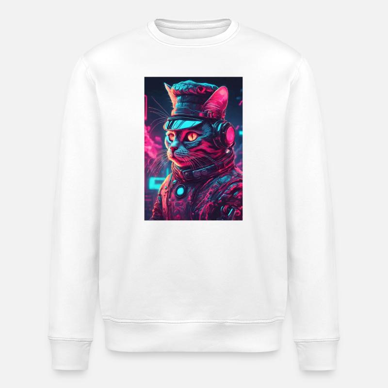 Cybercat Astronaute Neon - Sweat bio ROLLER Stanley/Stella Unisexe - blanc