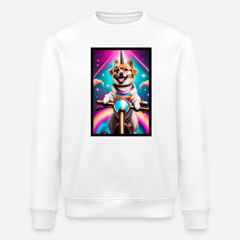 Einhorn-Corgi Neonride - Stanley/Stella Unisex Bio-Sweatshirt ROLLER - Weiß