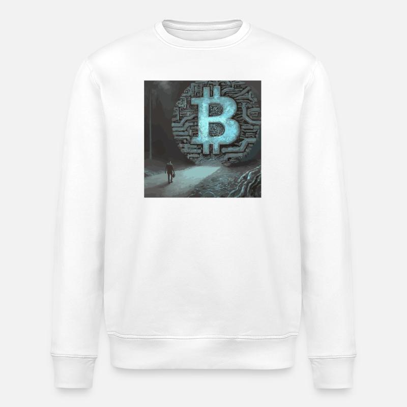 Futuristische Bitcoin-Wandkunst - Stanley/Stella Unisex Bio-Sweatshirt ROLLER - Weiß