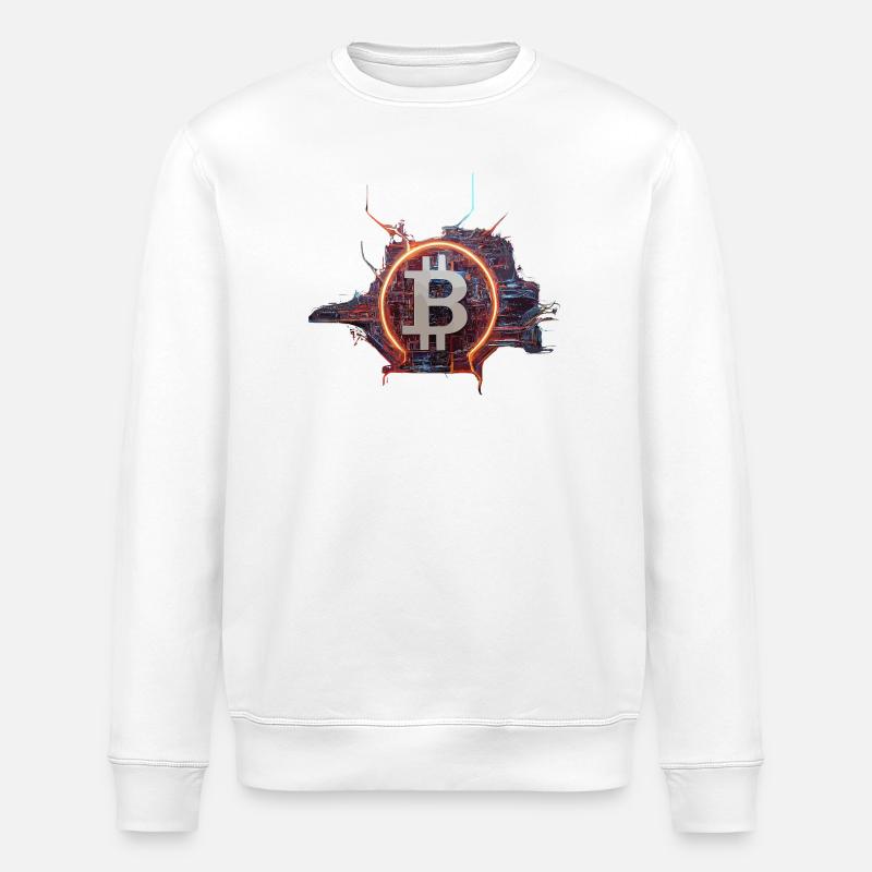 Conception cyber-moderne du Bitcoin - Sweat bio ROLLER Stanley/Stella Unisexe - blanc
