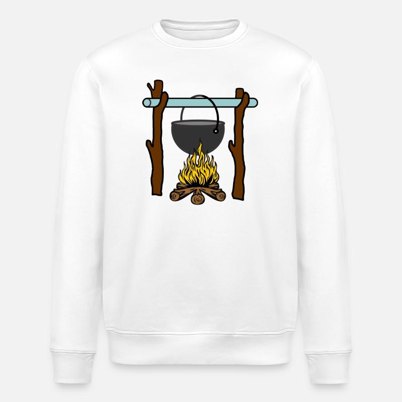 Pan on campfire survival - Stanley/Stella ROLLER Unisex Organic Sweatshirt - white