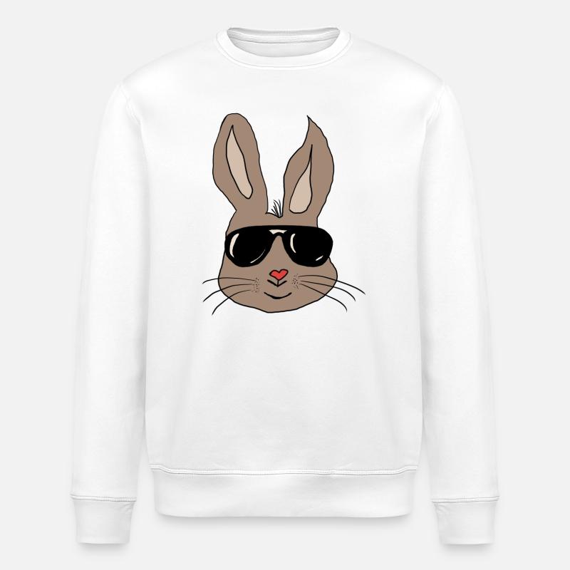 Hase mit Sonnenbrille Herznase - Stanley/Stella Unisex Bio-Sweatshirt ROLLER - Weiß