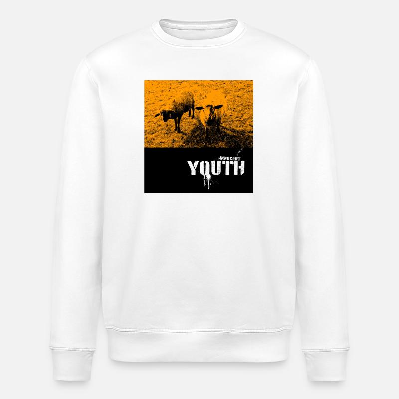 Freche Schafe auf Feld mit Graffiti-Text - Stanley/Stella Unisex Bio-Sweatshirt ROLLER - Weiß