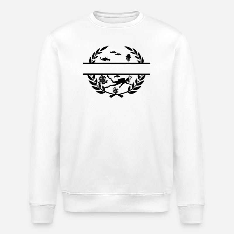 Diver underwater in laurel wreath - Stanley/Stella ROLLER Unisex Organic Sweatshirt - white
