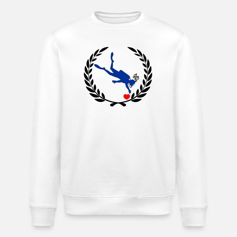 Taucher findet Herz - Stanley/Stella Unisex Bio-Sweatshirt ROLLER - Weiß