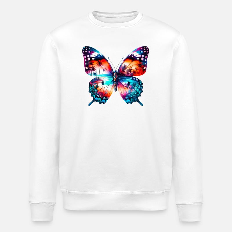 Butterfly - Stanley/Stella ROLLER Unisex Organic Sweatshirt - white