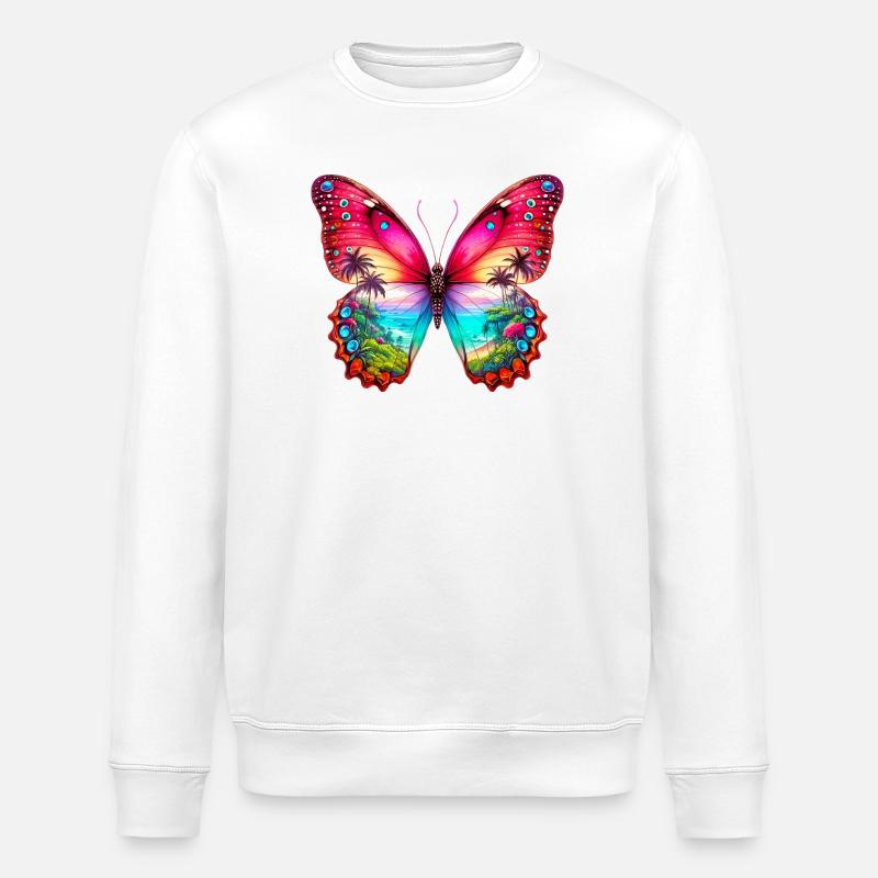 Butterfly - Stanley/Stella ROLLER Unisex Organic Sweatshirt - white