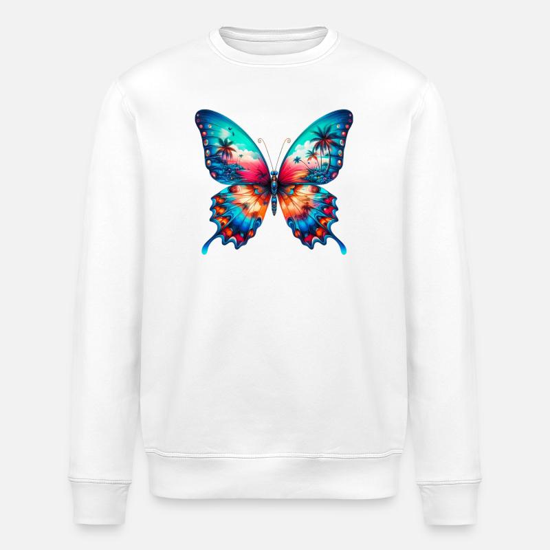 Butterfly - Stanley/Stella ROLLER Unisex Organic Sweatshirt - white