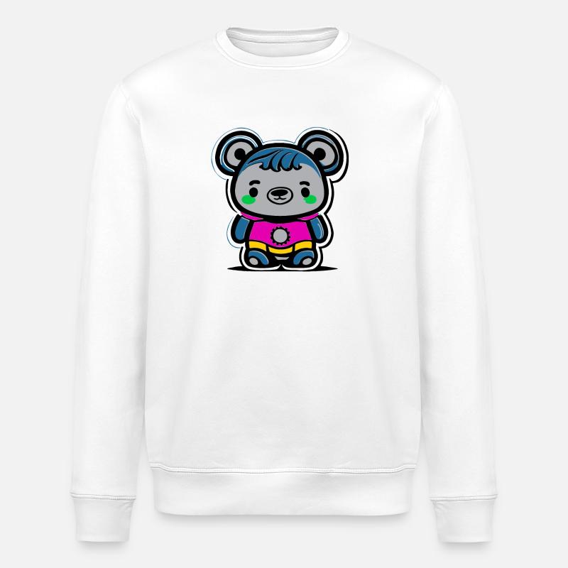 Neon Panda Cartoon Motiv - Stanley/Stella Unisex Bio-Sweatshirt ROLLER - Weiß