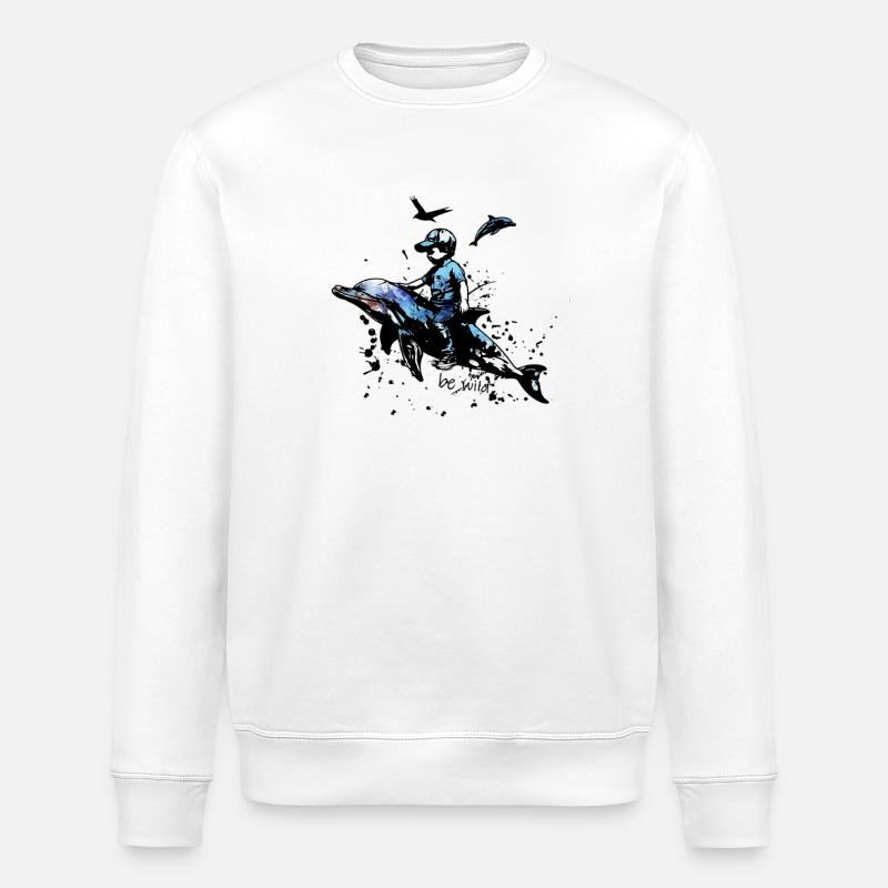 Be Wild Delfin Reiter Illustration - Stanley/Stella Unisex Bio-Sweatshirt ROLLER - Weiß