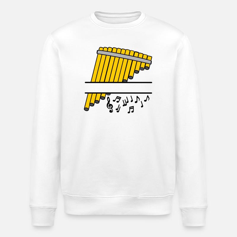 Flûte de Pan bambou nom bannière - Sweat bio ROLLER Stanley/Stella Unisexe - blanc